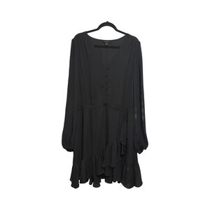 Women's Banana Republic Black Long Sleeve Ruffle Dress XL